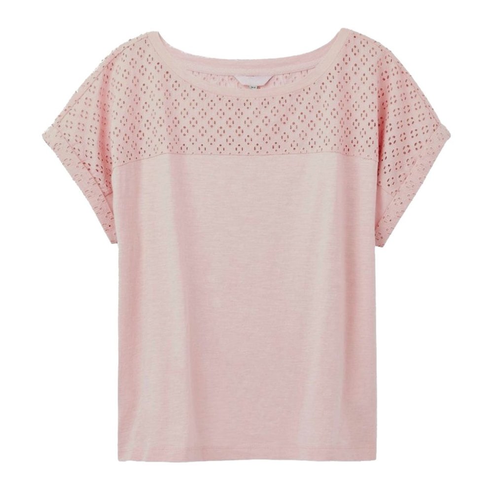 NWT Womens Size 10 Joules Pastel Pink Cassi Eyelet Pure Cotton Jersey Top